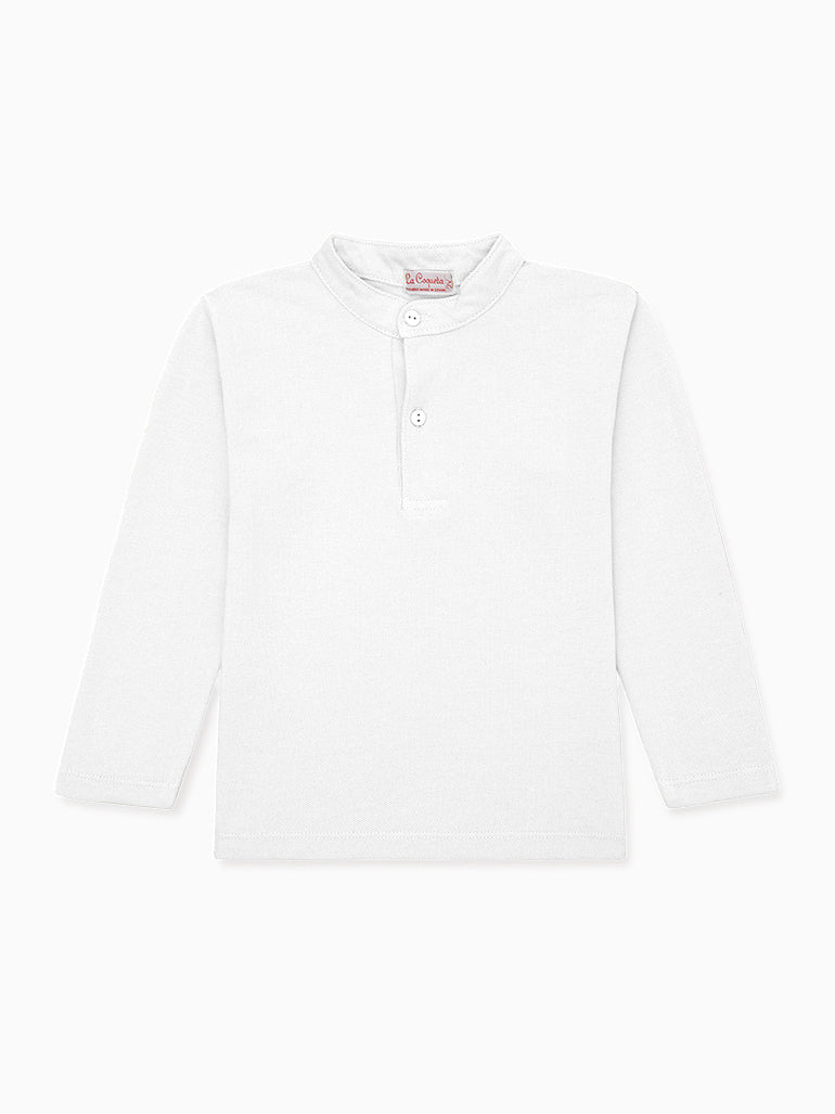 Classic Cotton Polo Shirt with Mao Collar & Long Sleeves Boys