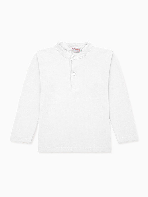 Polo classique en coton col mao et manches longues Garçon
