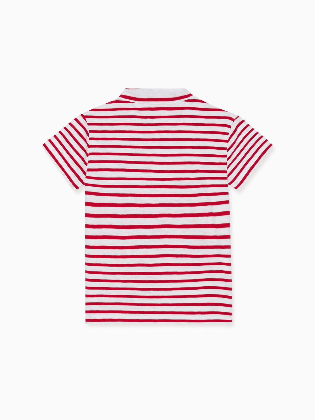 Classic Cotton Polo Shirt with Red Stripe & Stand Collar Boys