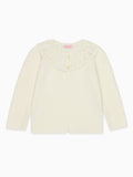 Classic Cotton Cardigan with Wavy Garter Stitch & Embroidery Girls