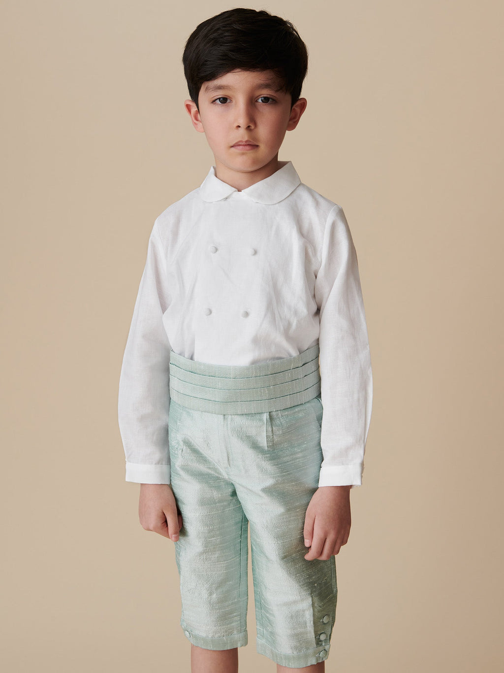 Classic Cotton Shirt with Peter Pan Collar & Long Sleeves Boys