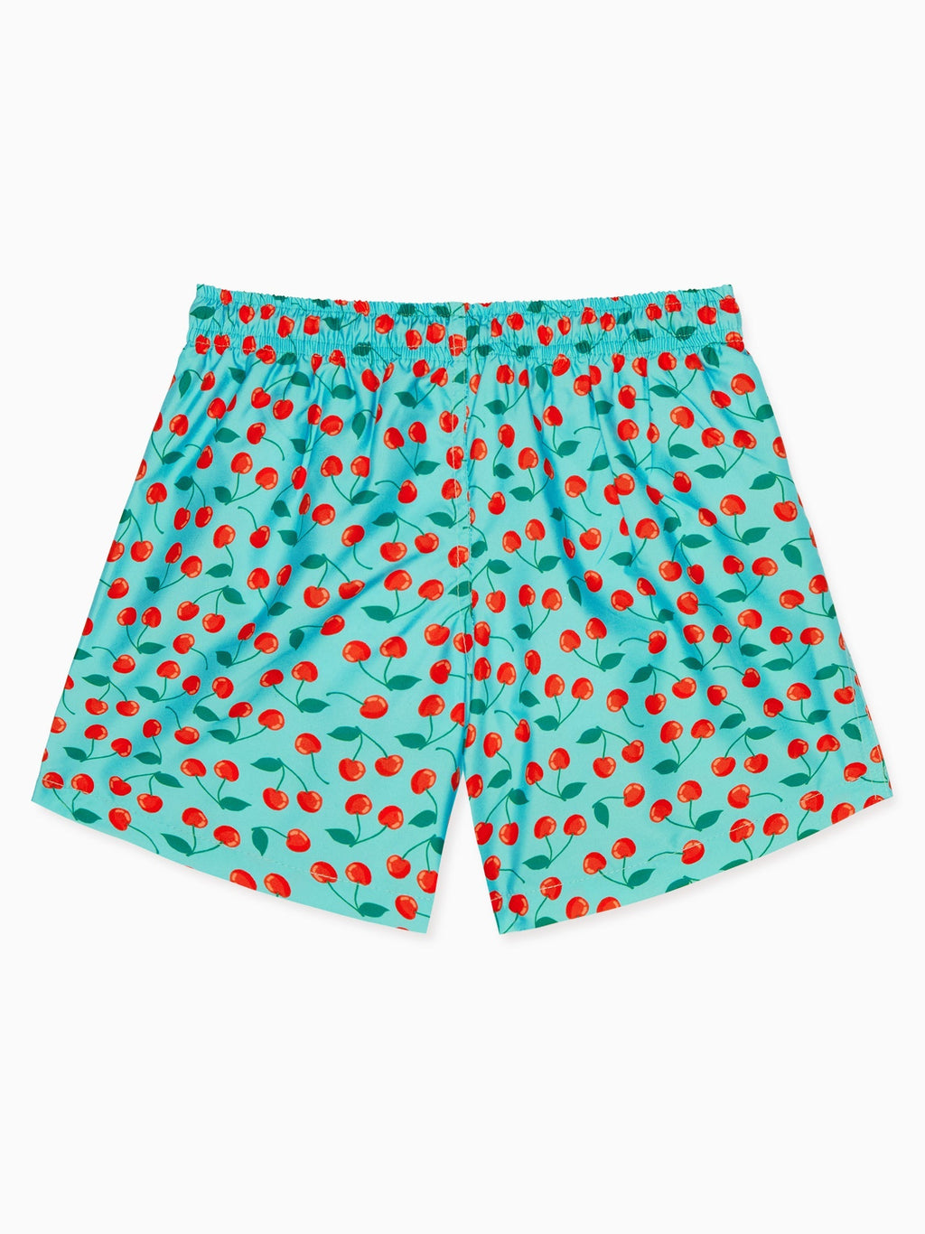 Printed Polyester Swim Shorts with Cherry Print & Elasticated Waist Boys