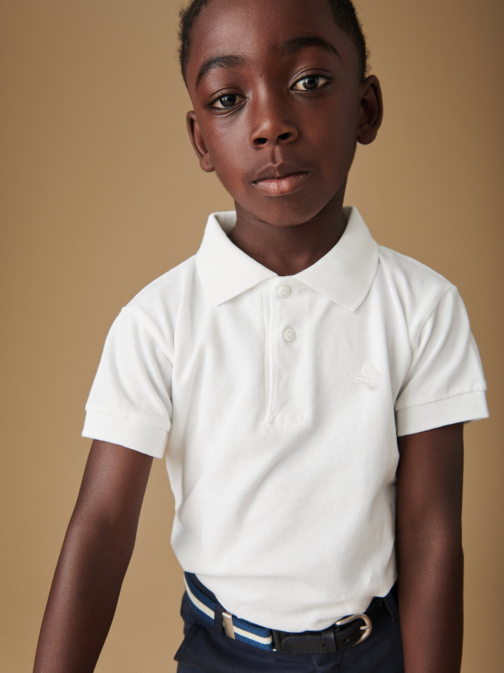 Classic Cotton Polo Shirt with Stand Collar & Short Sleeves Boys