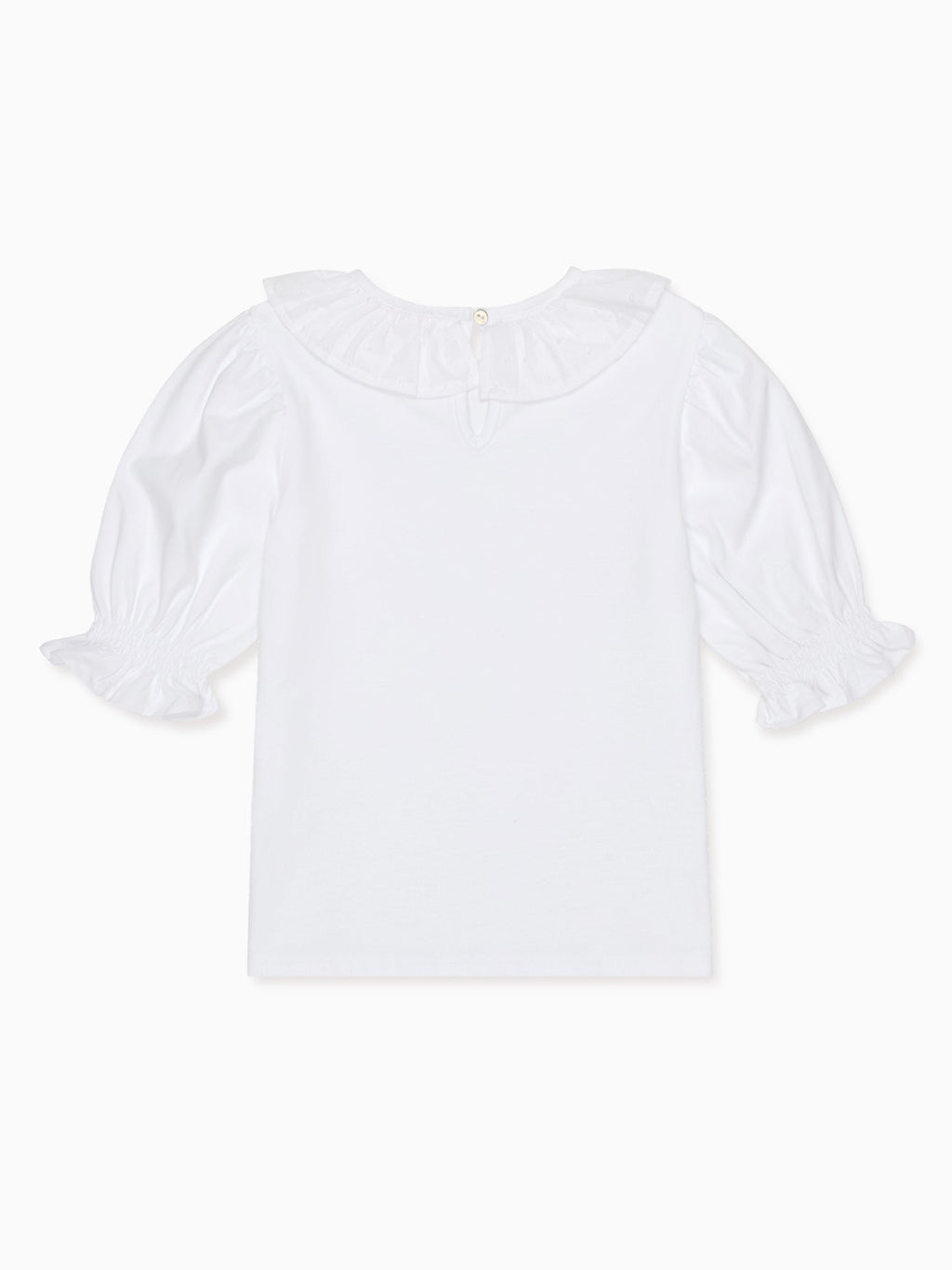 Classic Cotton Top with Puff Sleeves & Frill Collar Girls