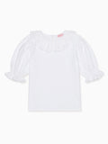Classic Cotton Top with Puff Sleeves & Frill Collar Girls