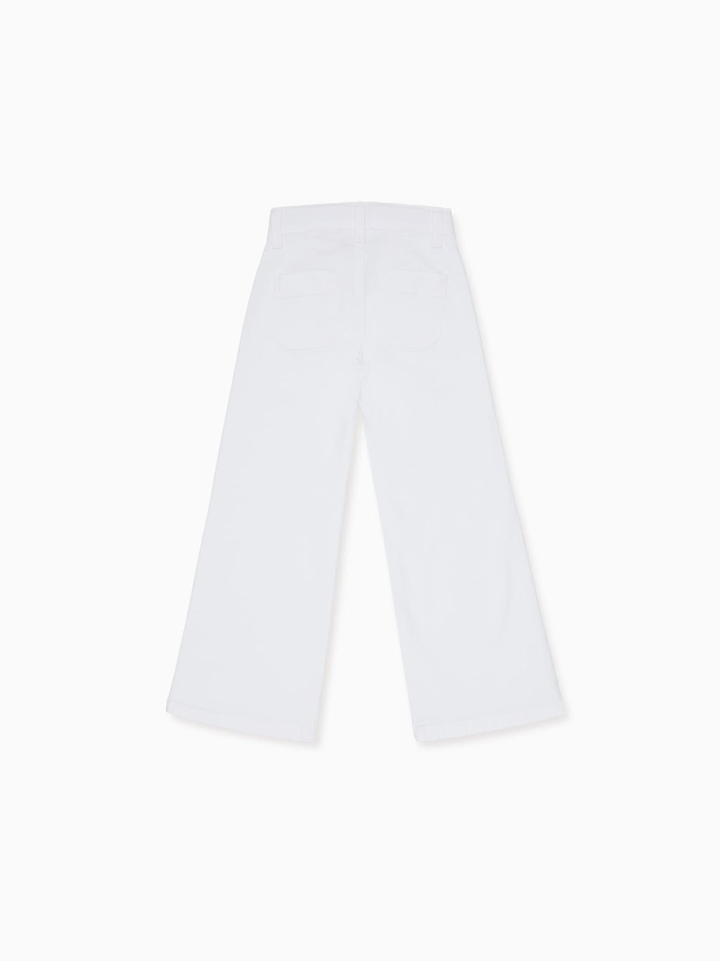 Classic Denim Wide-Leg Trousers with Patch Pockets Girls