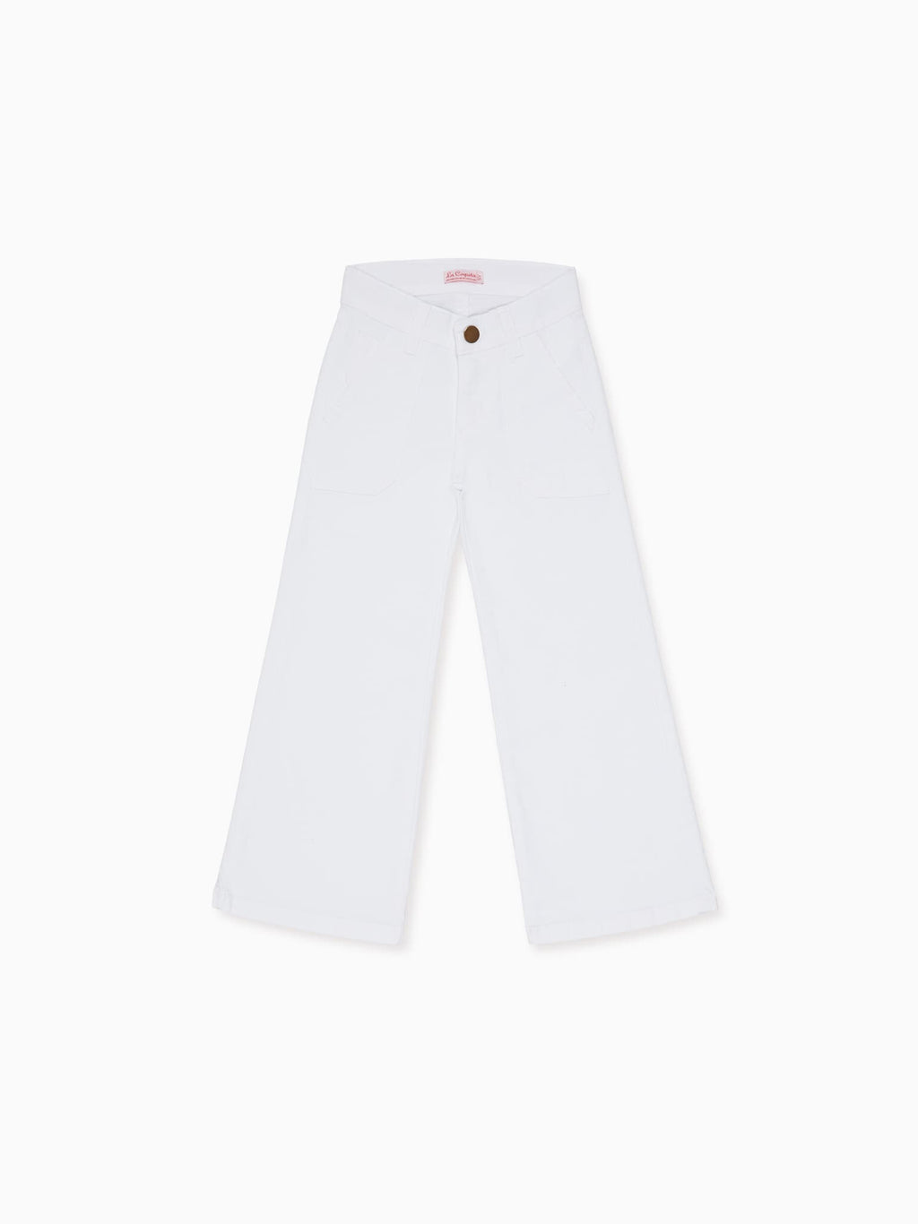Classic Denim Wide-Leg Trousers with Patch Pockets Girls