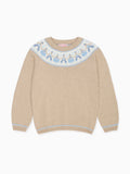 Fine-Knit Cotton Jumper with Intarsia Motif & Raglan Sleeves Boys