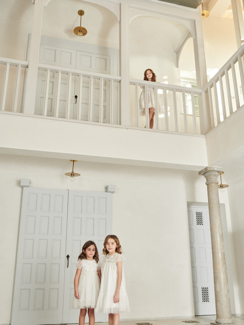 Shimmer Organza Dress with Tulle Butterfly Sleeves & Tiered Skirt Girls