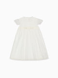 Embroidered Cotton Dress with Lace Trim & Butterfly Sleeves Girls