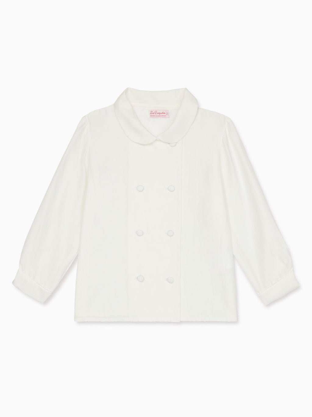 Classic Cotton Shirt with Peter Pan Collar in Ivory Boys