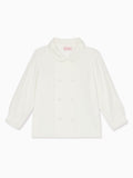 Classic Cotton Shirt with Peter Pan Collar in Ivory Boys