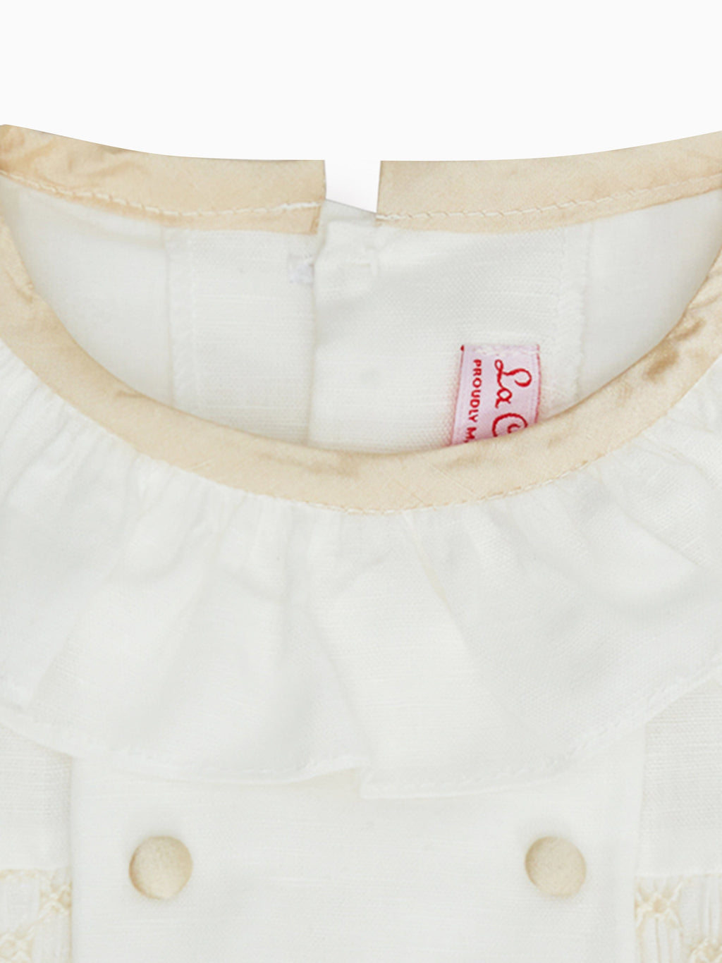 Classic Cotton Smocked Dress with Puff Sleeves & Frill Collar Girls