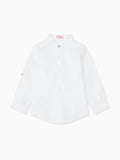 Classic Poplin Shirt with Mandarin Collar & Rollable Sleeves Boys