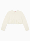 Fine-Knit Cashmere Cardigan with Frill Trim & Pearl Buttons Girls