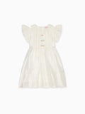 Fine-Knit Cotton Bolero Cardigan with Frill Trim & Pearl Button Girls