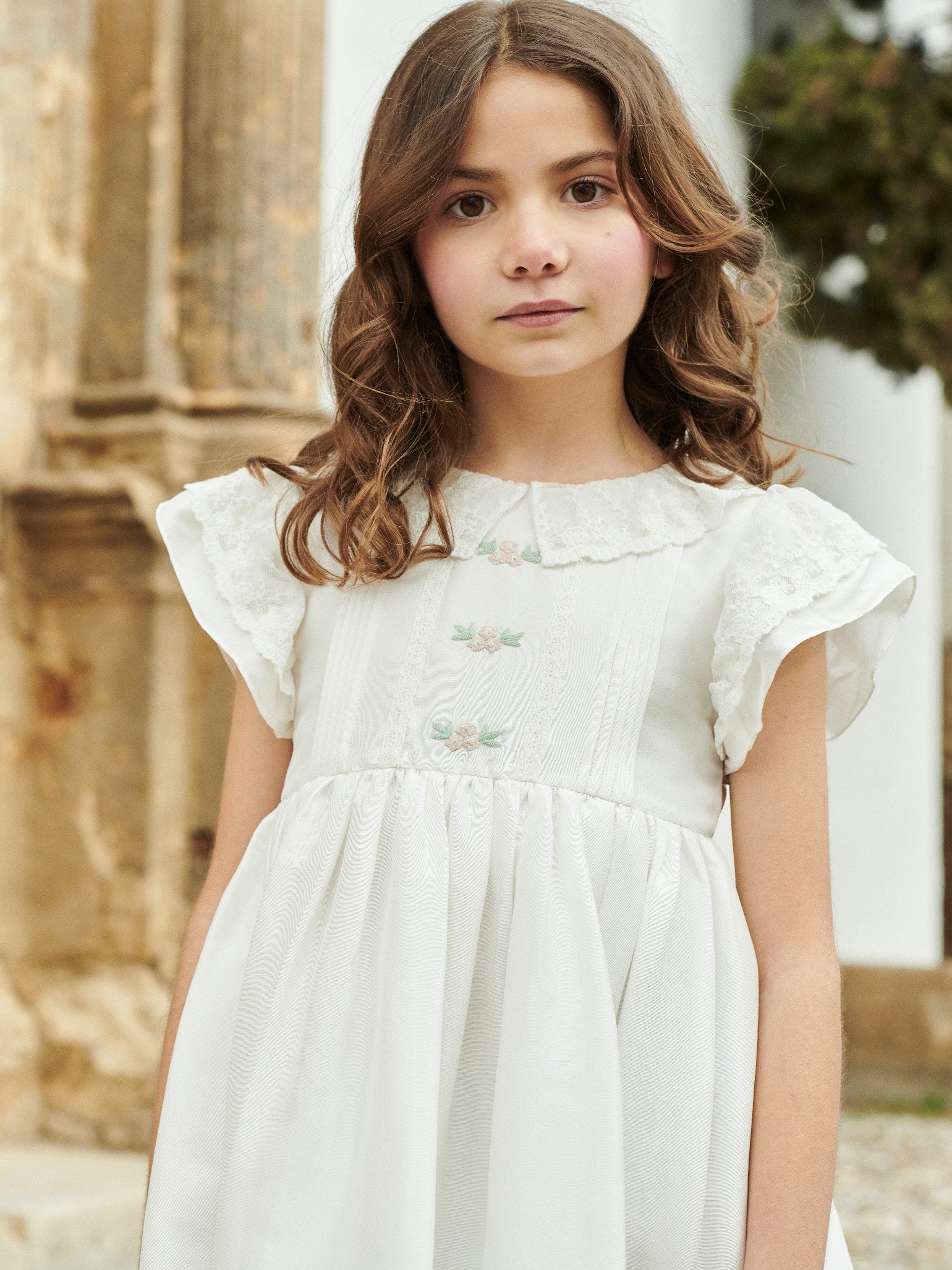 Fine-Knit Cotton Bolero Cardigan with Frill Trim & Pearl Button Girls