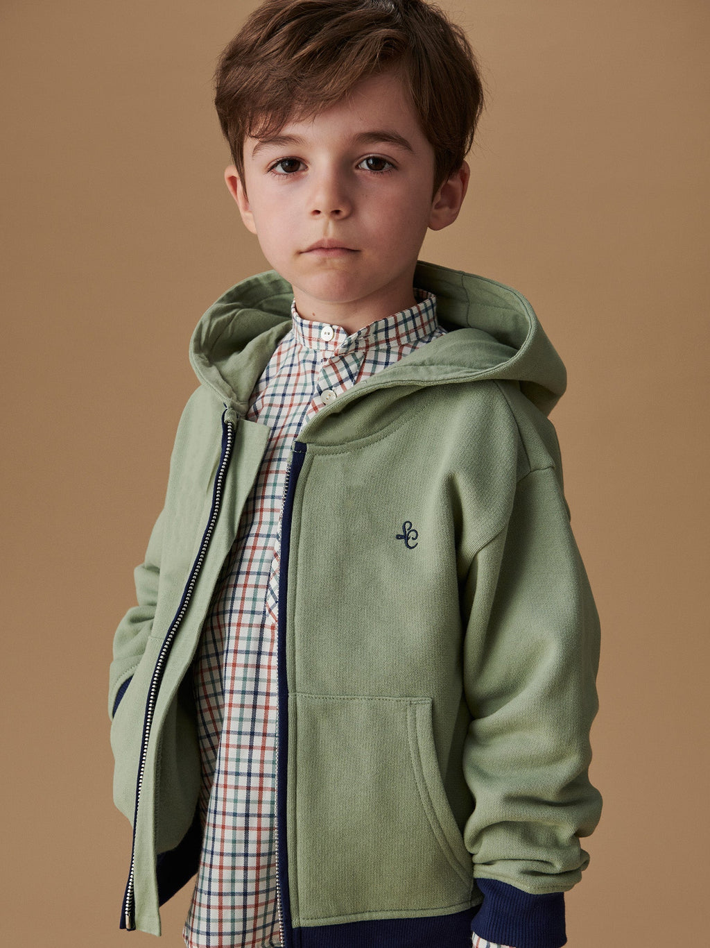 Dusty Sage Boy Hooded Sweat