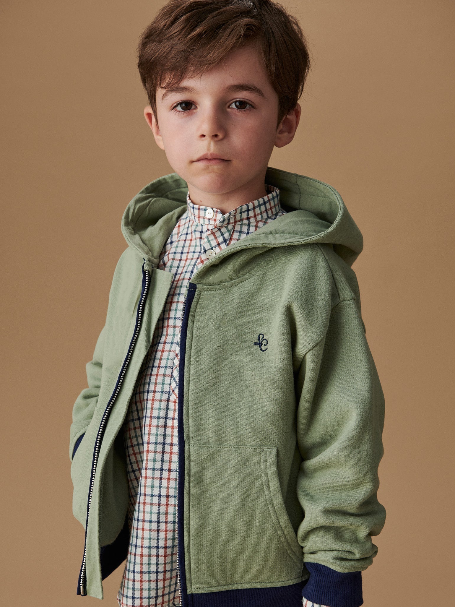 Dusty Sage Boy Hooded Sweat