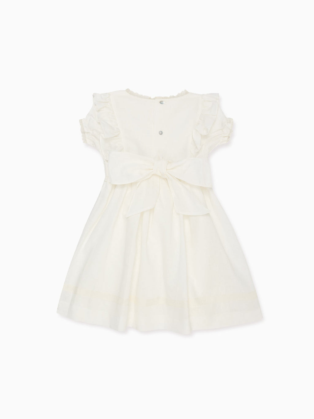 Classic Cotton Cardigan with Wavy Garter Stitch & Embroidery Girls