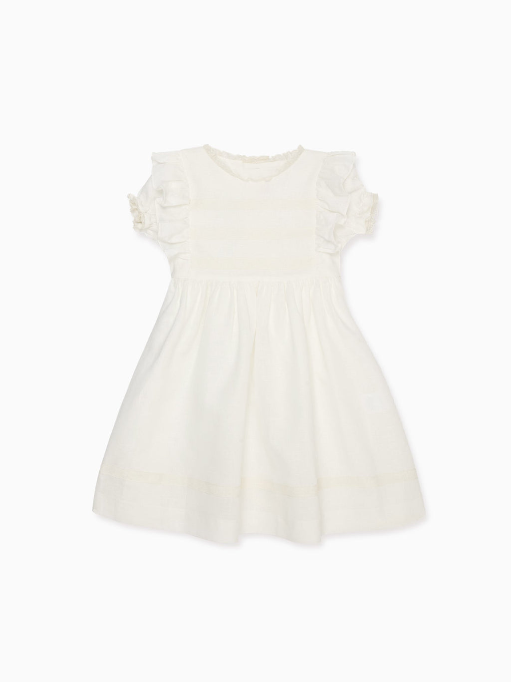 Classic Cotton Cardigan with Wavy Garter Stitch & Embroidery Girls