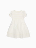 Classic Cotton Cardigan with Wavy Garter Stitch & Embroidery Girls