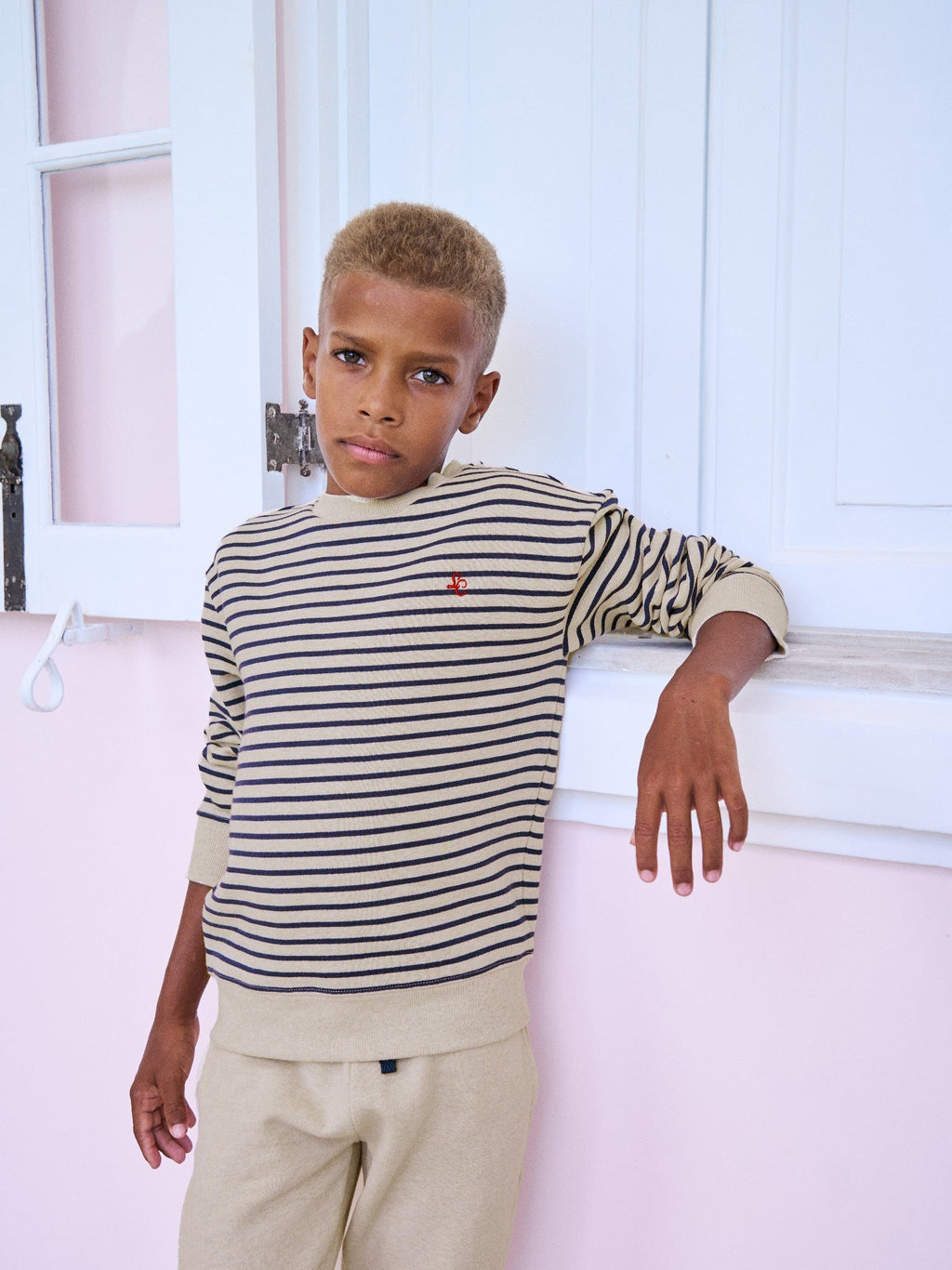 Brushed Cotton Jogger Trousers with Drawstring Waist Boys
