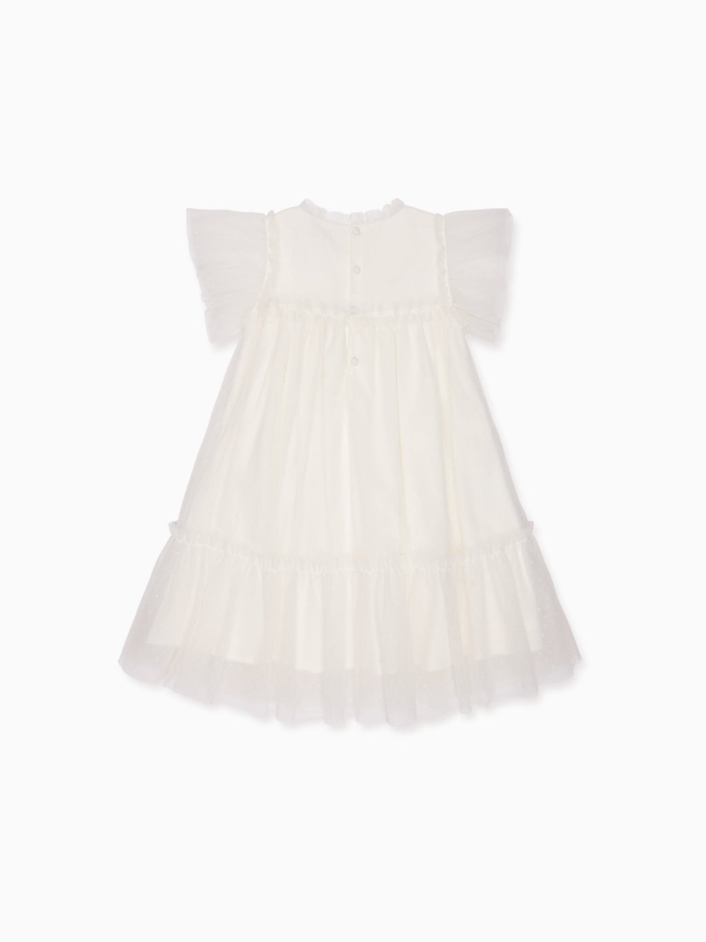 Shimmer Organza Dress with Tulle Butterfly Sleeves & Tiered Skirt Girls