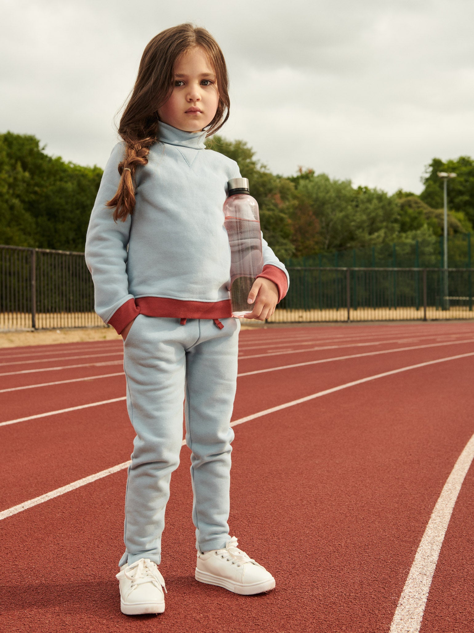 Blue Roll Neck Kids Sweat