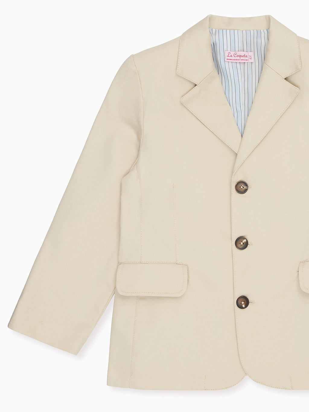 Tailored Linen Blazer with High-Cut Lapels & Patch Pockets Boys