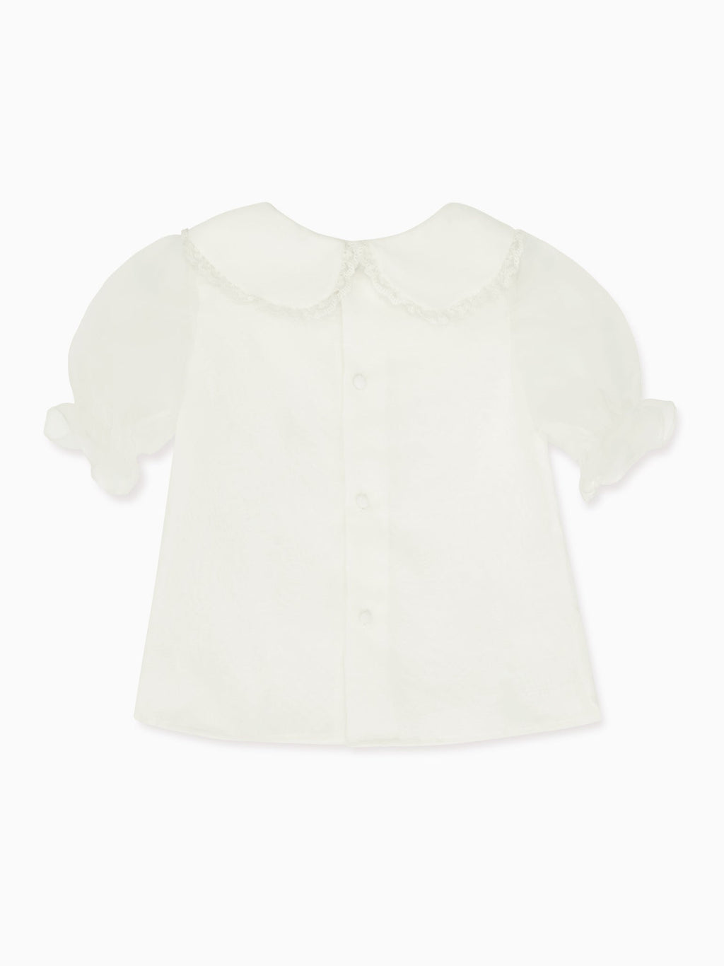 Classic Cotton Top with Peter Pan Collar & Puff Sleeves Girls