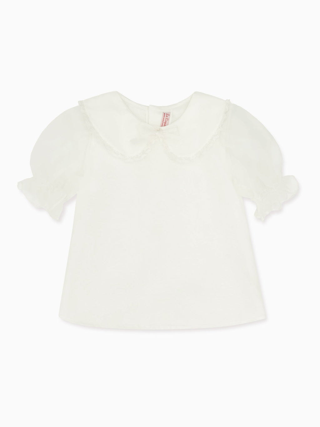 Classic Cotton Top with Peter Pan Collar & Puff Sleeves Girls