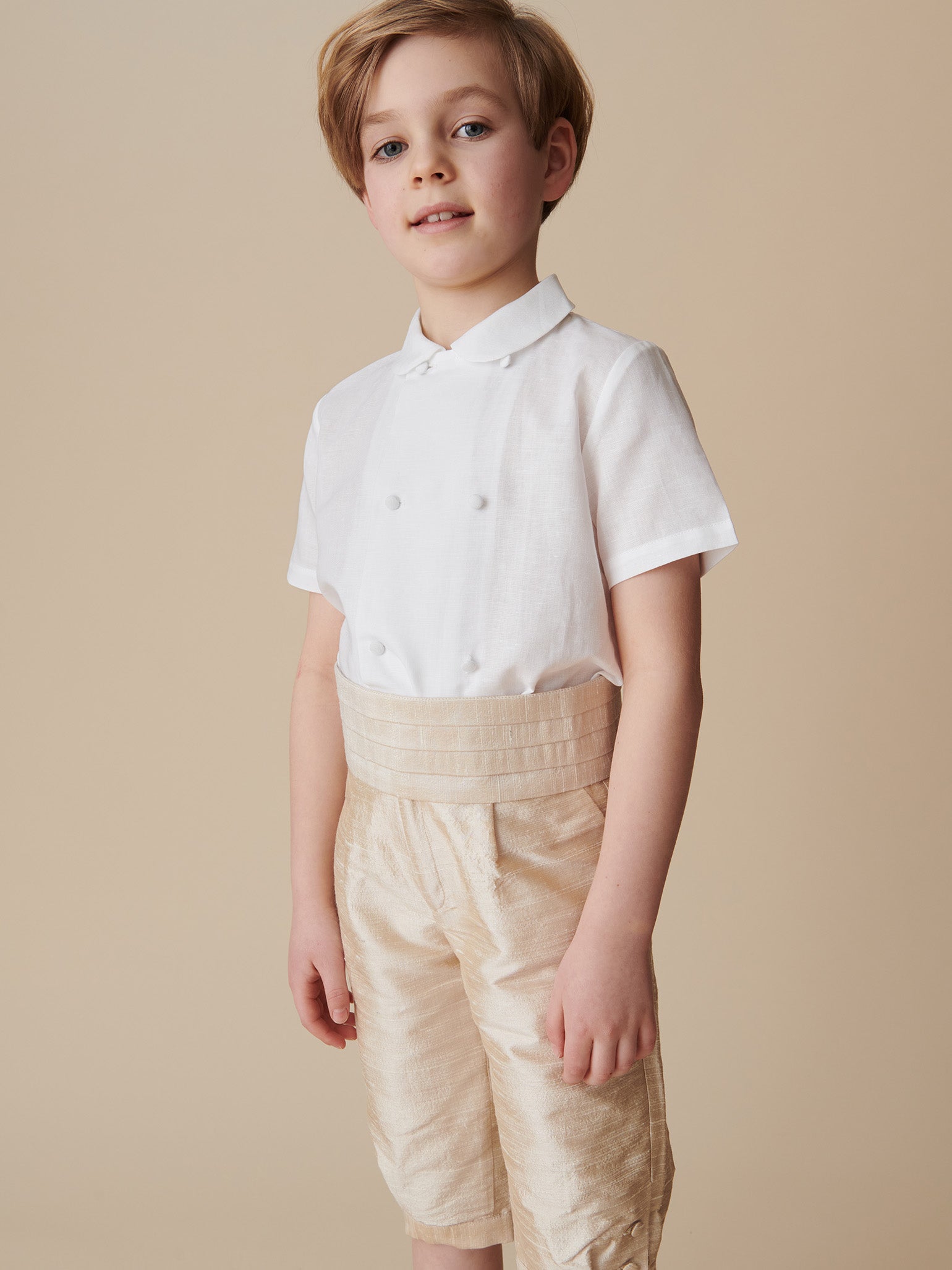 Classic Cotton Shirt with Peter Pan Collar Boys