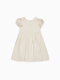 Luxury Metallic-Woven Dress with Puff Sleeves & Fit-and-Flare Silhouette Girls